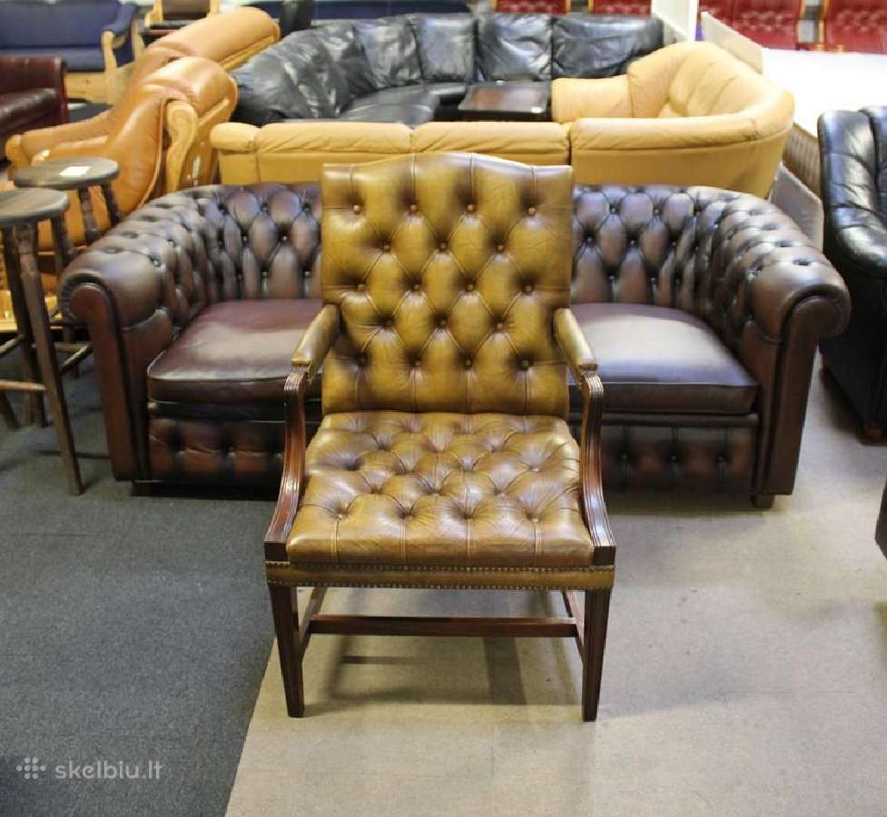 Chesterfield komplektas 3+2 su miegojimo fungcija - nuotraukos Nr. 19