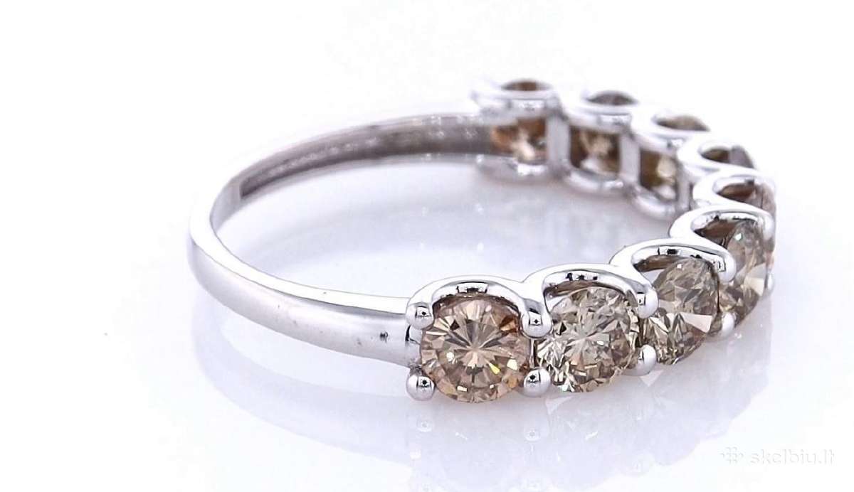 Balto aukso žiedas su devyniais deimantais 1.78 ct - nuotraukos Nr. 2
