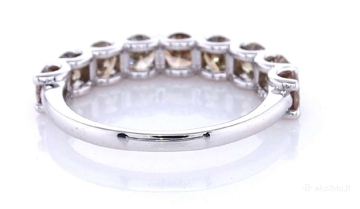 Balto aukso žiedas su devyniais deimantais 1.78 ct - nuotraukos Nr. 3