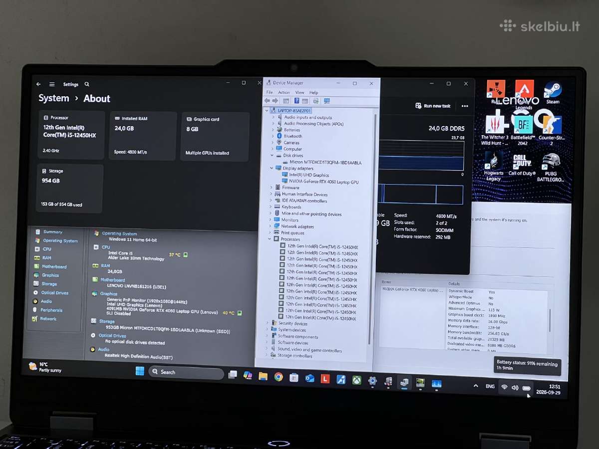 Parduodamas Lenovo Loq su Rtx 4060, 24gb/1tb. - nuotraukos Nr. 8