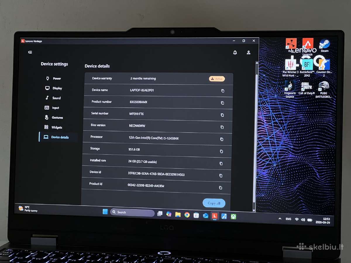 Parduodamas Lenovo Loq su Rtx 4060, 24gb/1tb. - nuotraukos Nr. 9