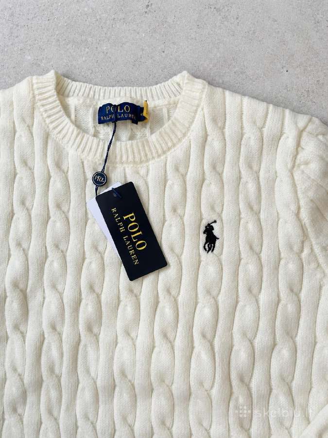 Baltos spalvos cable knit megztinis - nuotraukos Nr. 2