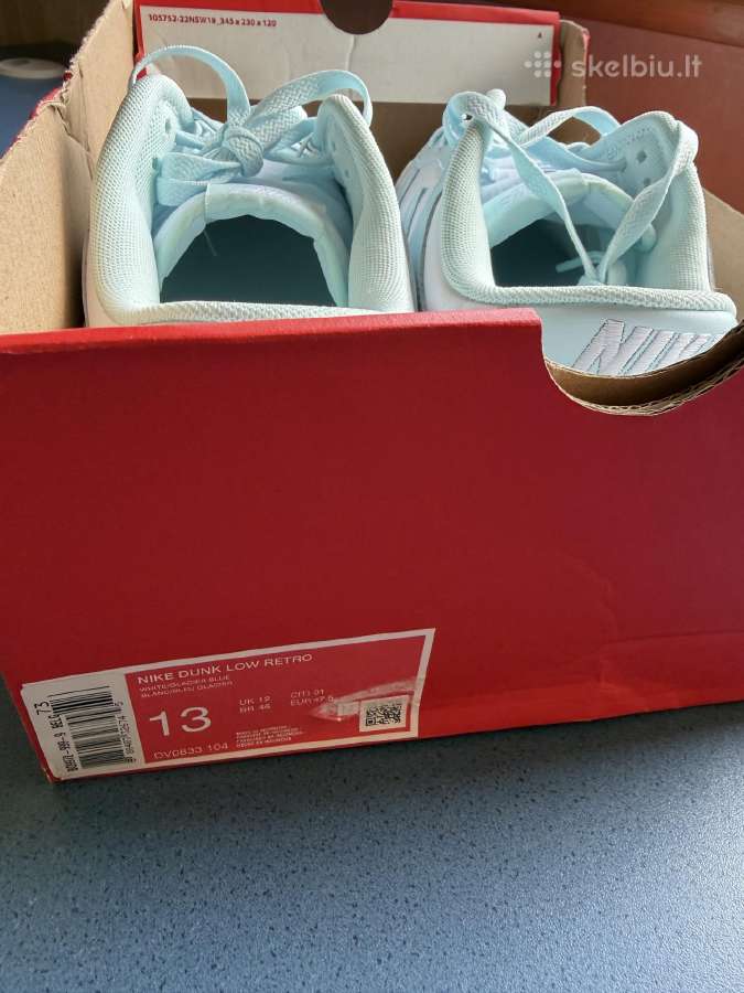 Nike Dunk Low Retro 47,5 31cm white/glacier blue - nuotraukos Nr. 3