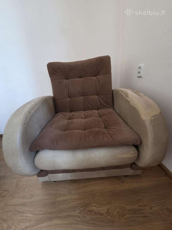 Kampinė sofa-lova ir du foteliai - nuotraukos Nr. 4