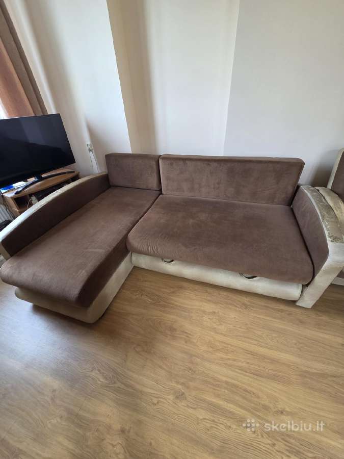 Kampinė sofa-lova ir du foteliai - nuotraukos Nr. 5