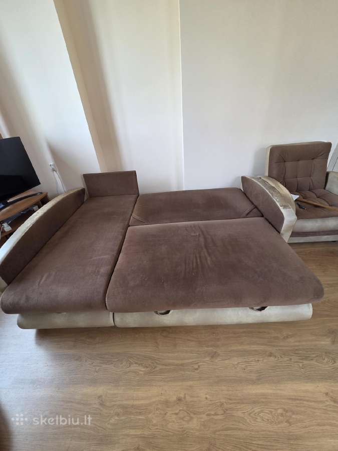 Kampinė sofa-lova ir du foteliai - nuotraukos Nr. 9