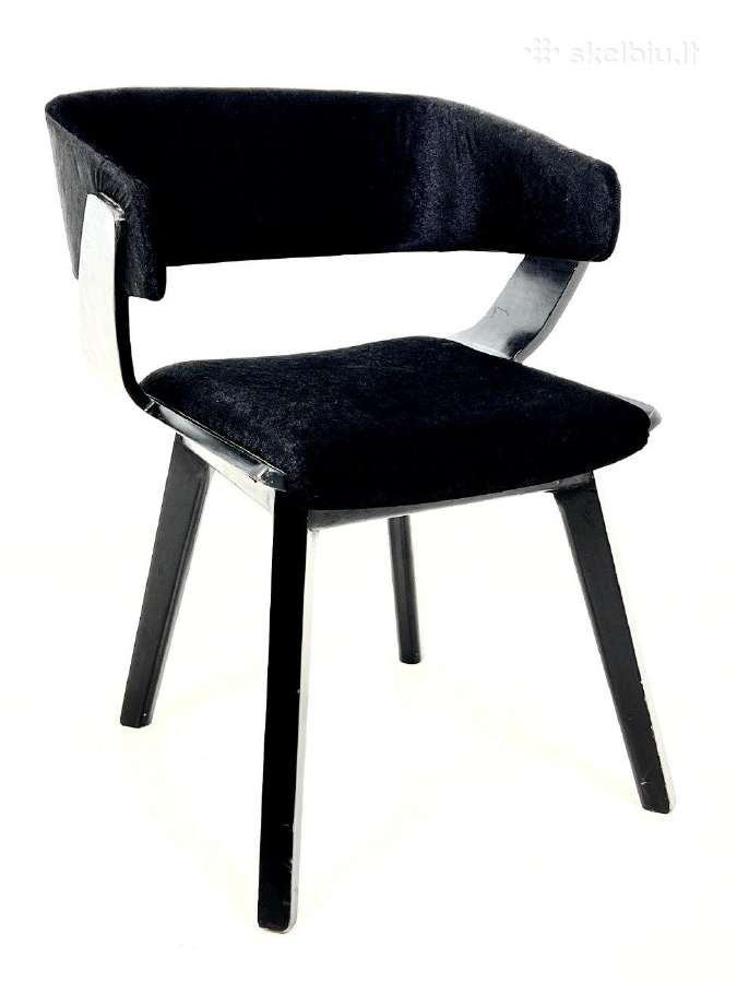 Mid century krėslas su juodu veliūru - nuotraukos Nr. 3