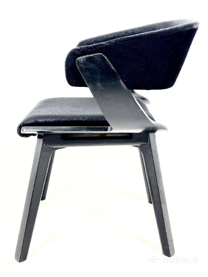 Mid century krėslas su juodu veliūru - nuotraukos Nr. 5