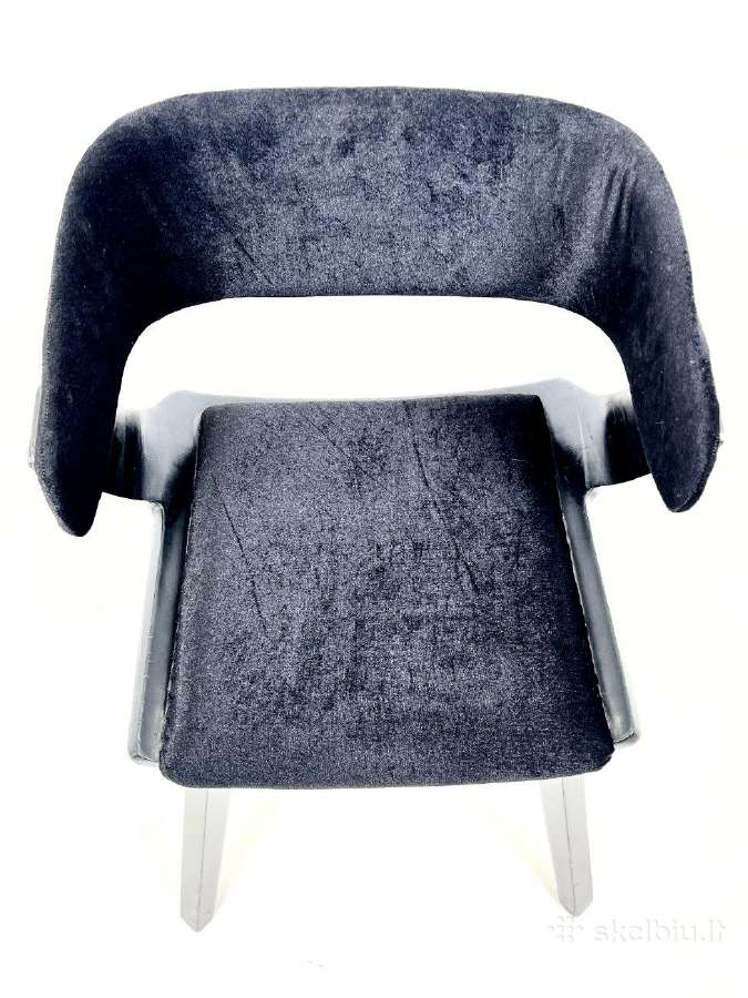 Mid century krėslas su juodu veliūru - nuotraukos Nr. 6