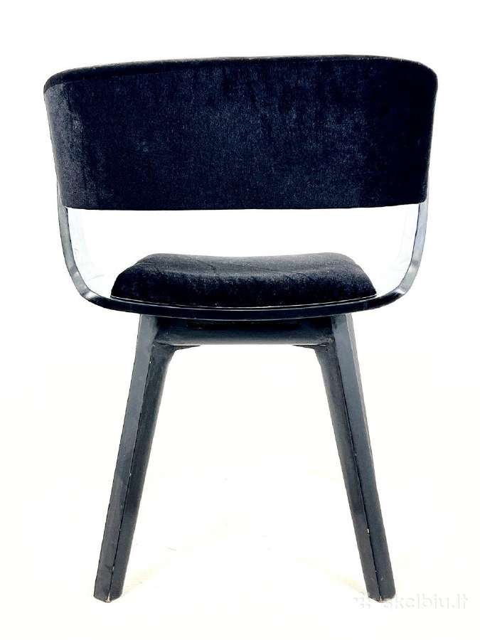Mid century krėslas su juodu veliūru - nuotraukos Nr. 8