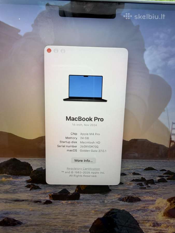MacBook pro 14 m4 pro/24gb/512gb black - nuotraukos Nr. 6