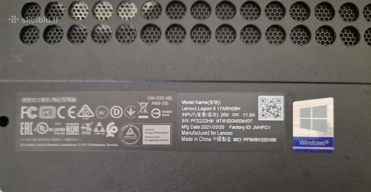 Lenovo Legion 5 17,3" Ryzen 5 Rtx 2060 16gb - nuotraukos Nr. 7