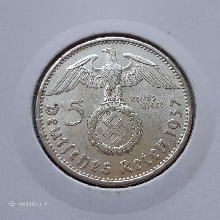 Vokietija 5 reichsmarkės sidabras 1937 A - nuotraukos Nr. 2