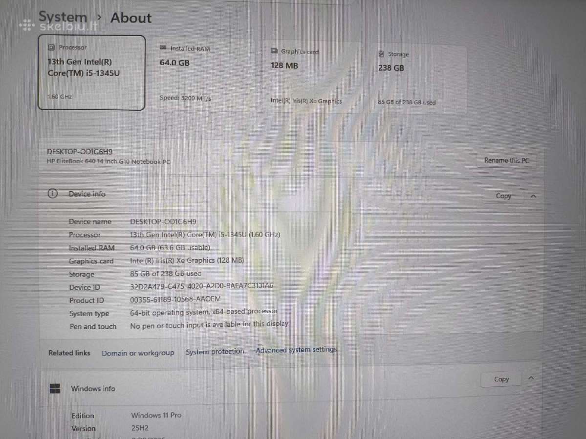 Elitebook 640 G10 14" Ips i5-1345u 64gb 256gb 31% - nuotraukos Nr. 4