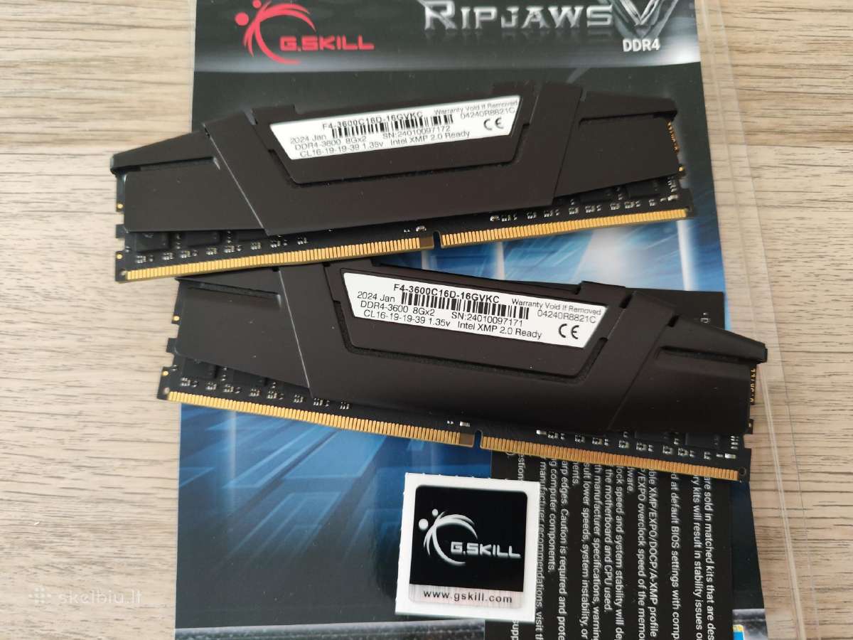 G.skill Ripjaws V ddr4 16gb 2x8gb 3600mhz cl16 - nuotraukos Nr. 2