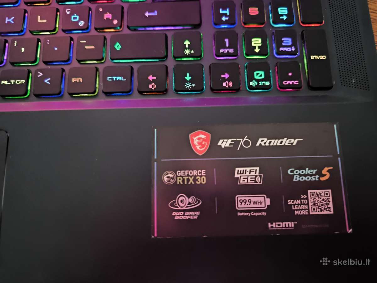 Msi Raider Ge76 17 coliu zaidimu kompiuteris - nuotraukos Nr. 5