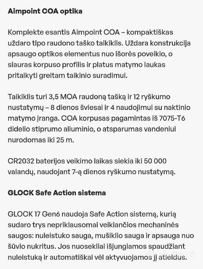 Glock 17 Gen6 Coa Aimpoint Combo - nuotraukos Nr. 7