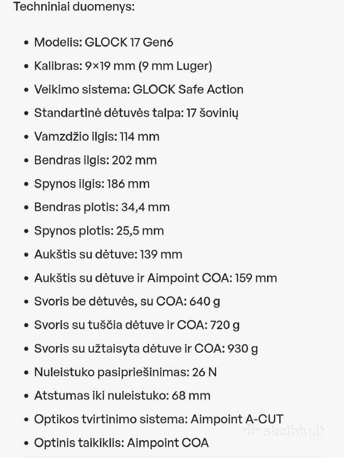Glock 17 Gen6 Coa Aimpoint Combo - nuotraukos Nr. 8