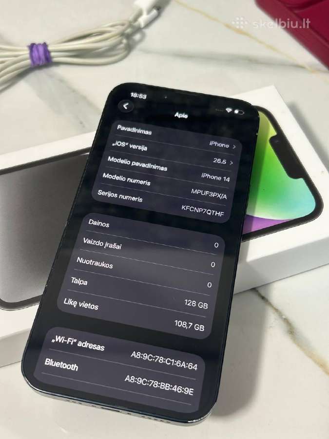 iPhone 14 128gb 89% Black - nuotraukos Nr. 7