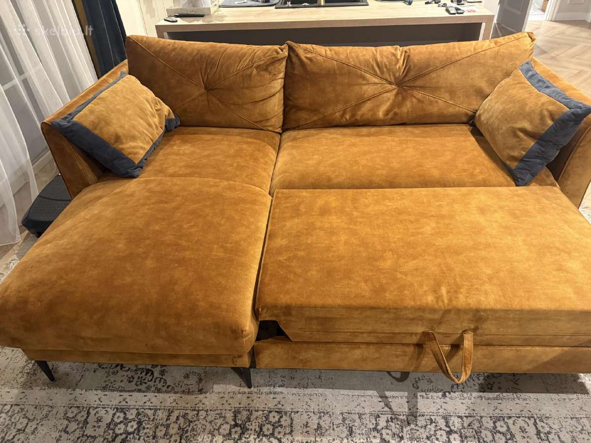 Kairinė kampinė sofa su miegama dalimi - nuotraukos Nr. 4