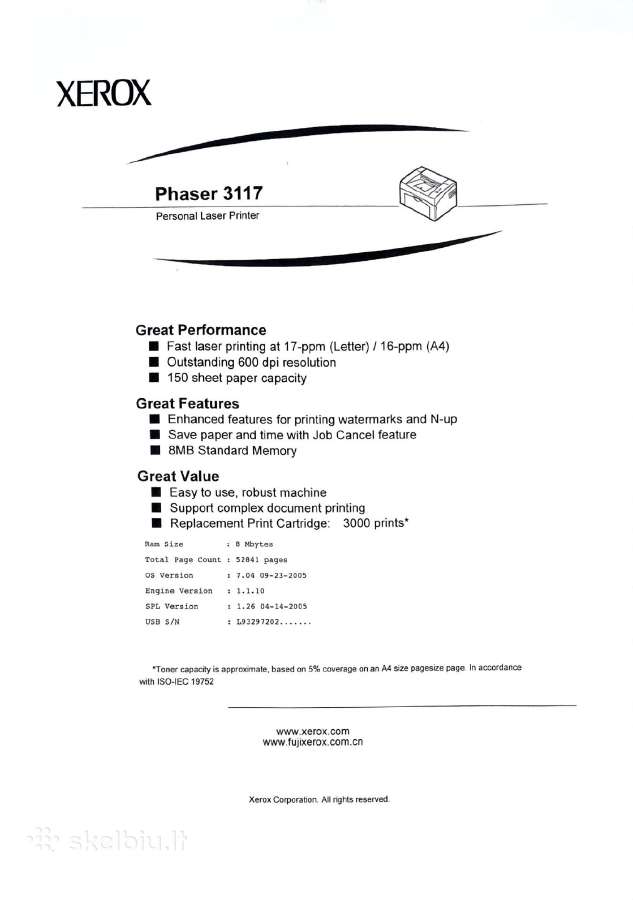 Xerox Phaser 3117 - nuotraukos Nr. 2