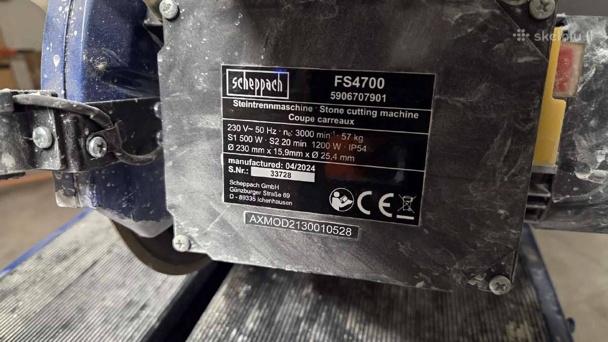 Plytelių pjovimo staklės Scheppach Fs4700 - nuotraukos Nr. 3