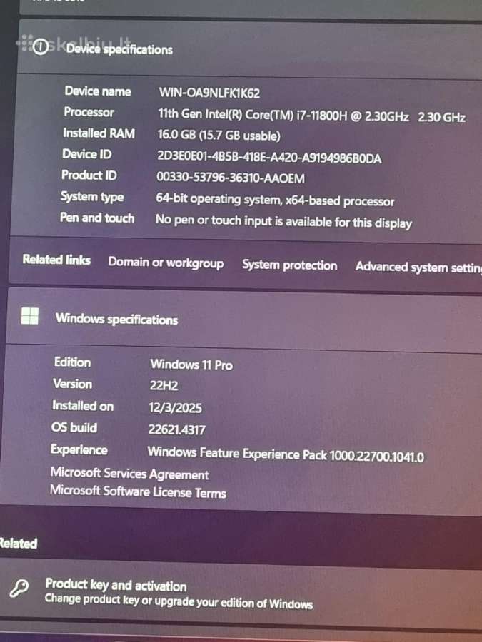 Dell Xps 9510 Rtx 3050 Ti - nuotraukos Nr. 7