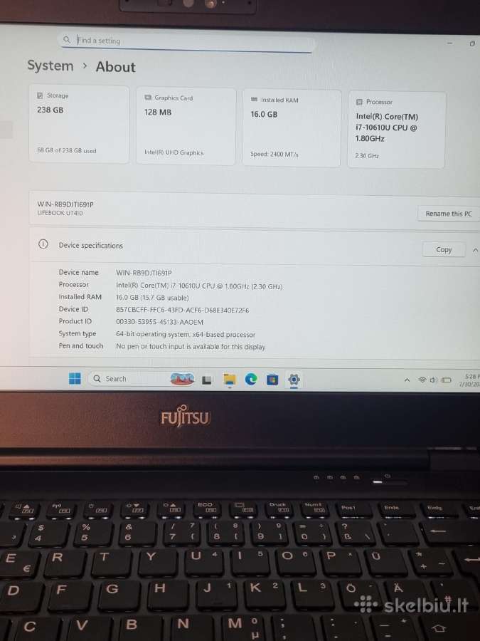 Fujitsu Lifebook U14 - nuotraukos Nr. 8