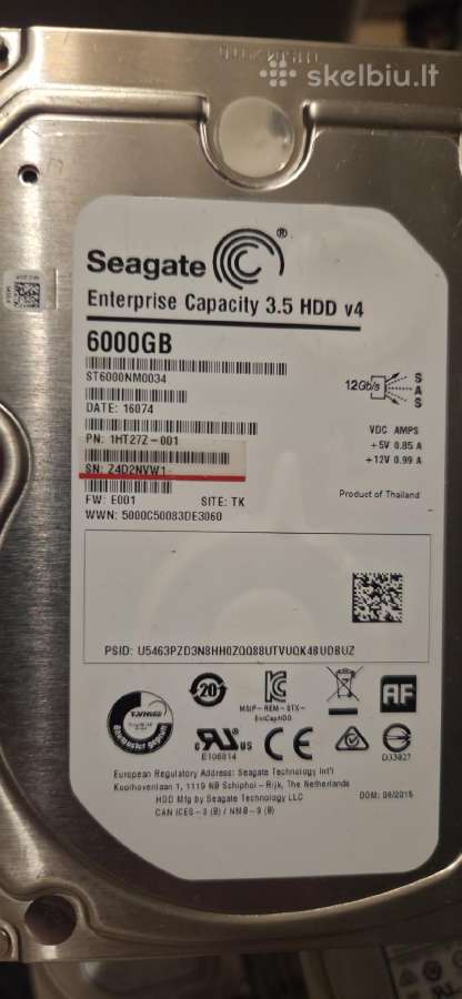 Sas HDD 3.5" 1tb, 4tb, 6tb 12g be bad sektorių - nuotraukos Nr. 7
