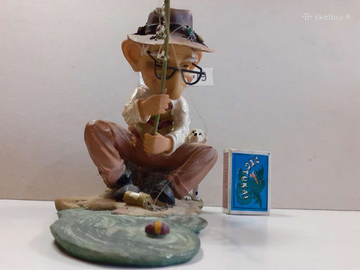 Žvejo su šunimi statulėlė judančia galva 10x19cm - nuotraukos Nr. 4