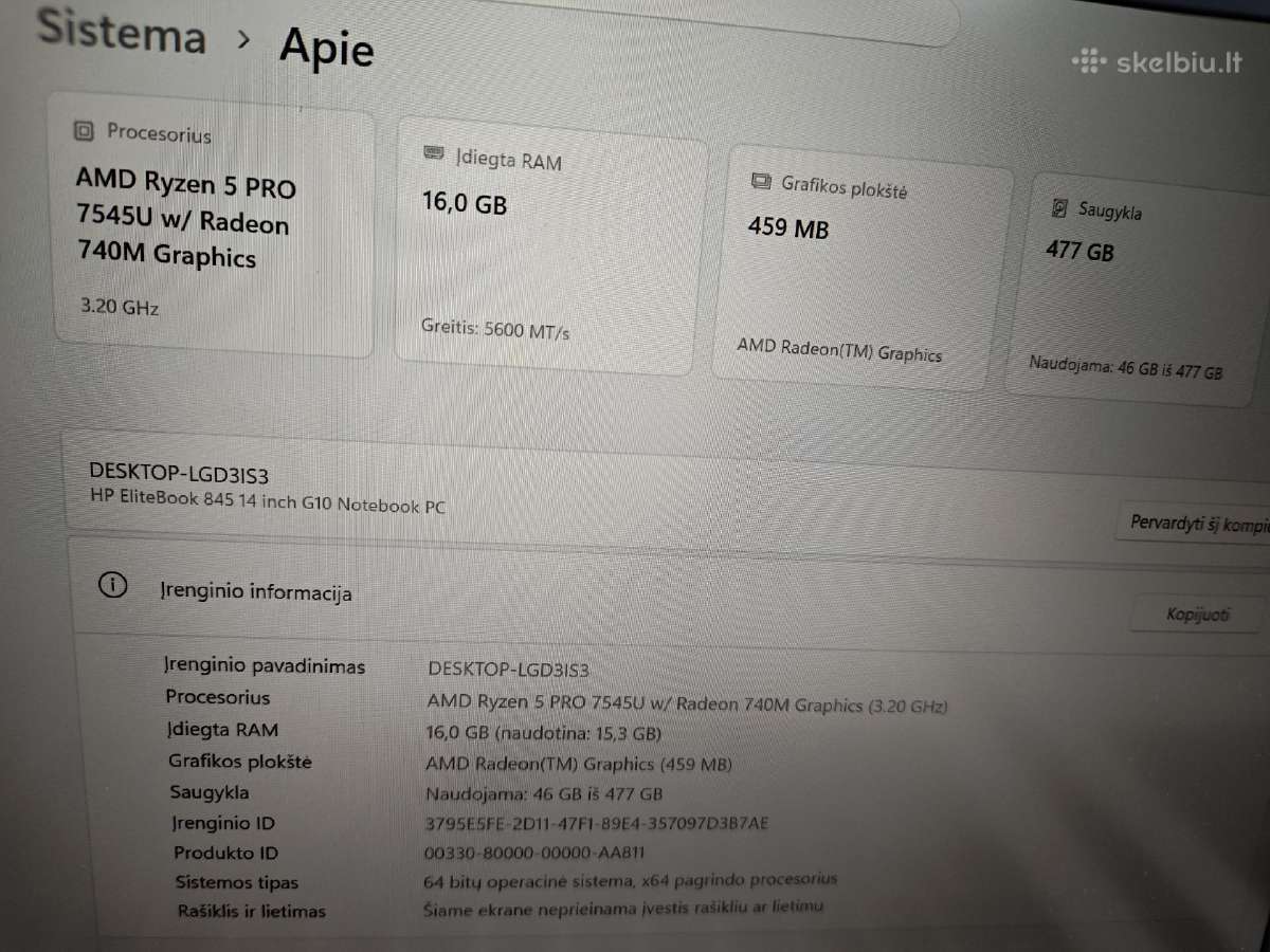 Top kaina Elitebook 845 G10 Ryzen - nuotraukos Nr. 2