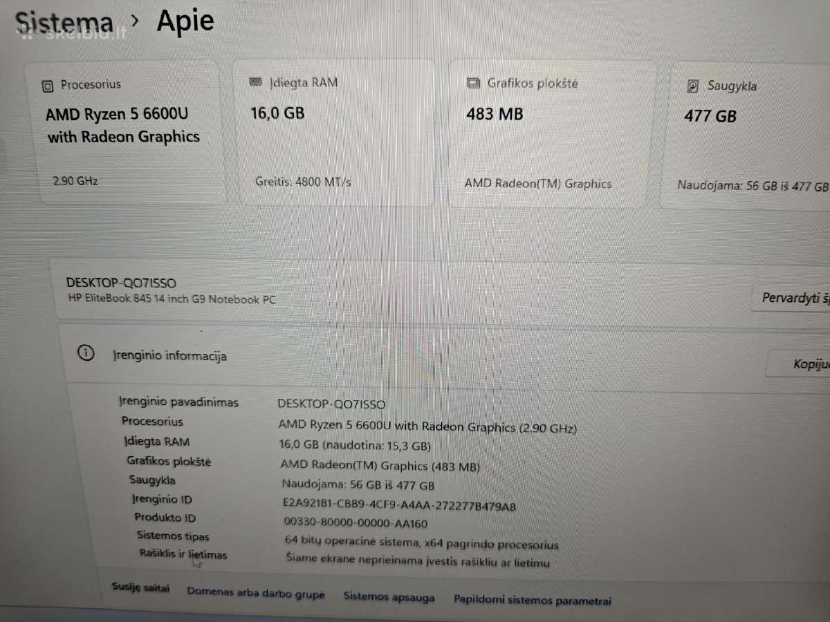 Top kaina Elitebook 845 G10 Ryzen - nuotraukos Nr. 3
