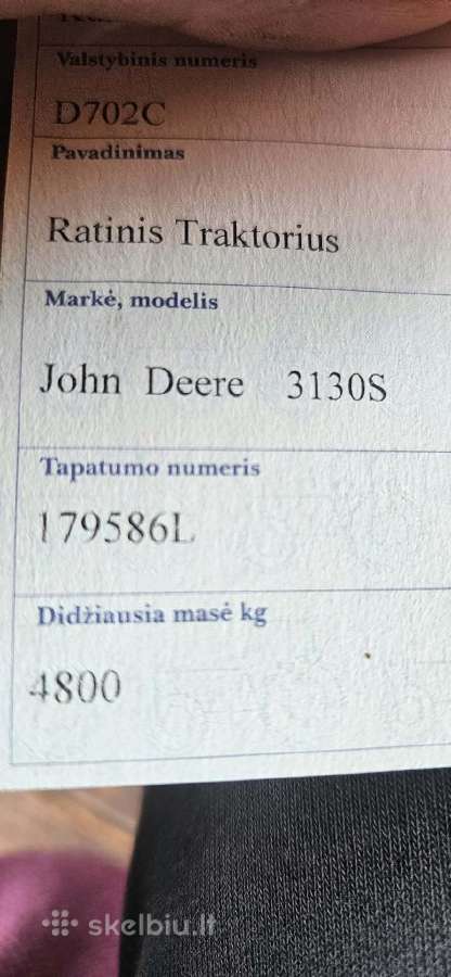 Parduodamas Johen deere 3130 S - nuotraukos Nr. 11