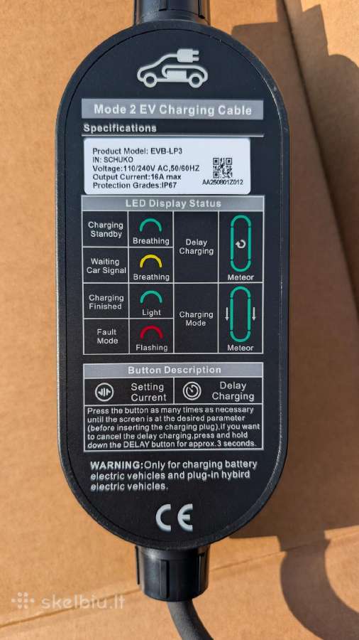 Elektromobilio pakrovėjas Vienfazis 3,7 kw Type 2 - nuotraukos Nr. 2