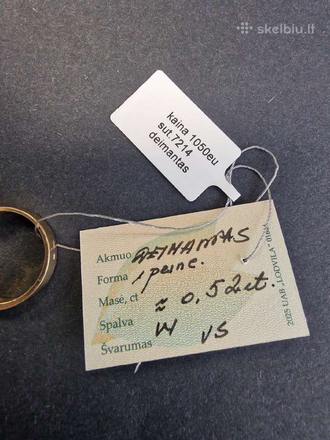 Auksinis žiedas su deimantu 4,76gr 16,5 dydis - nuotraukos Nr. 6