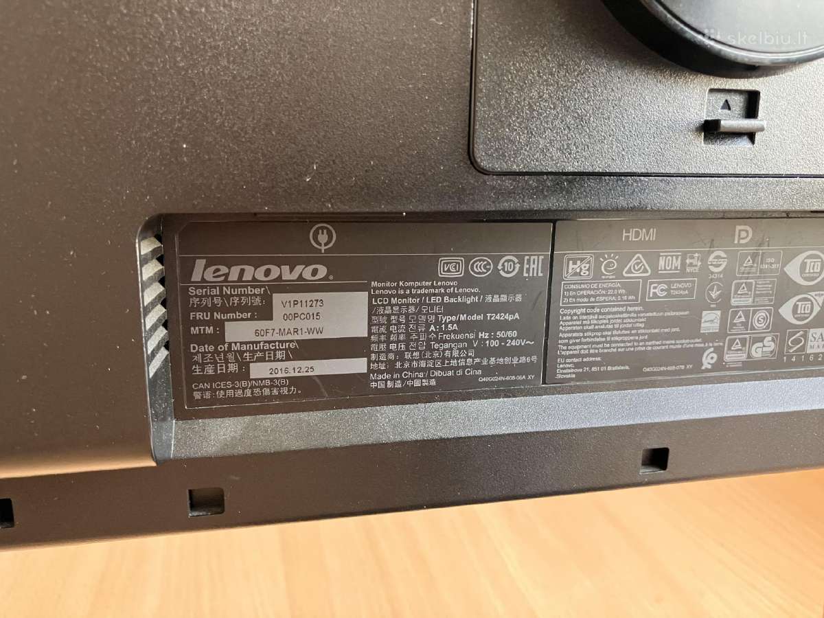 Lenovo monitorius Thinkvision T2424pa - nuotraukos Nr. 2