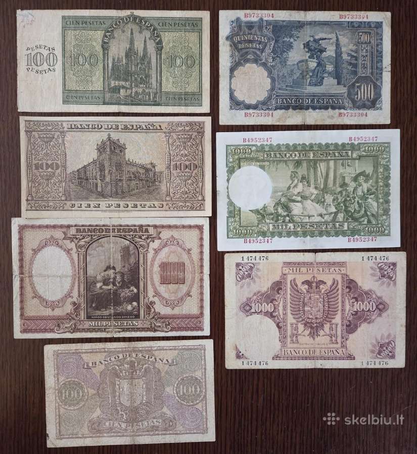 7 vnt Skirtingų retų Ispanijos pesetų - nuotraukos Nr. 2
