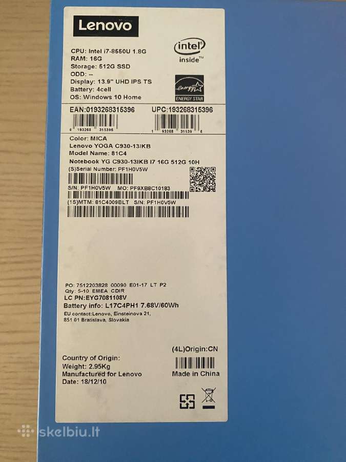 Lenovo Yoga C930 (4k touchscreen + pen) - nuotraukos Nr. 6