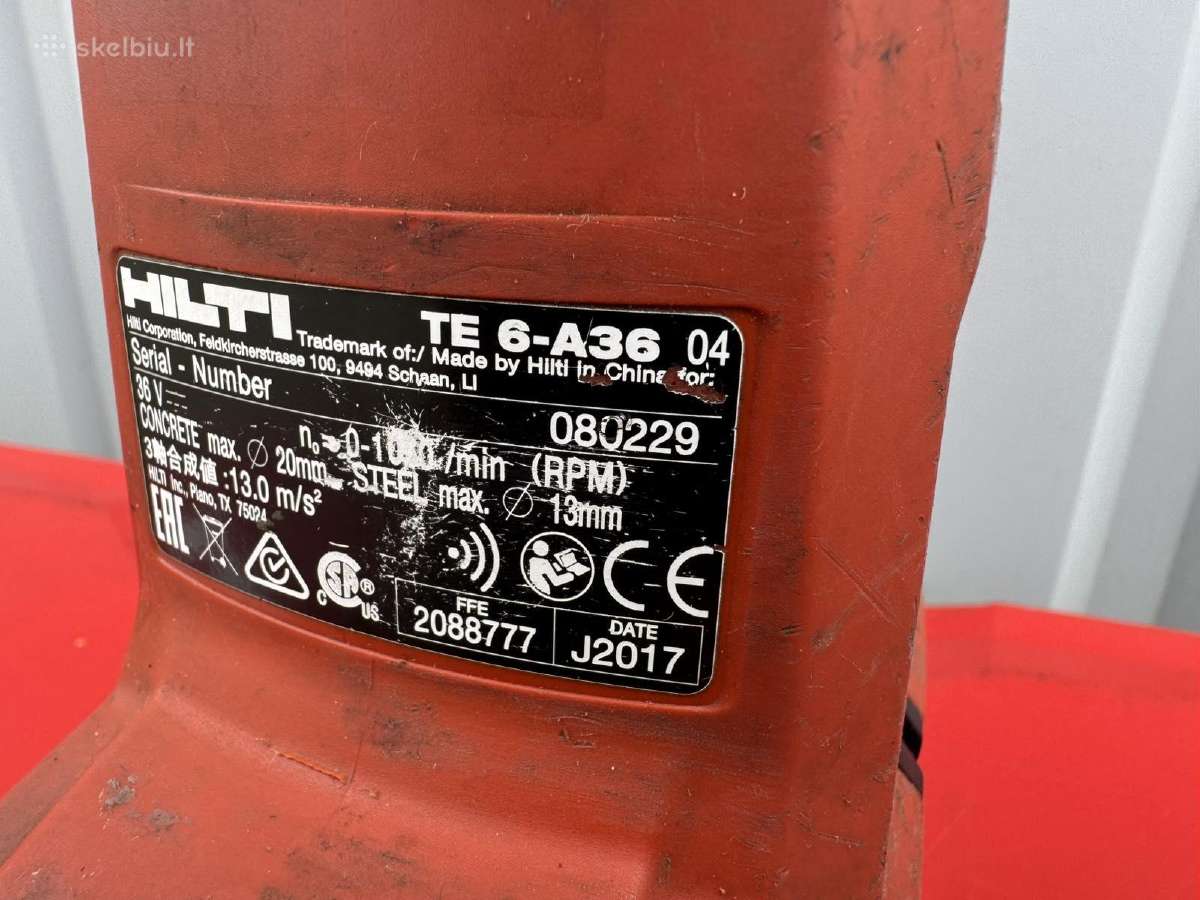 Akumuliatorinis perforatorius Hilti Te6-a36 - nuotraukos Nr. 6