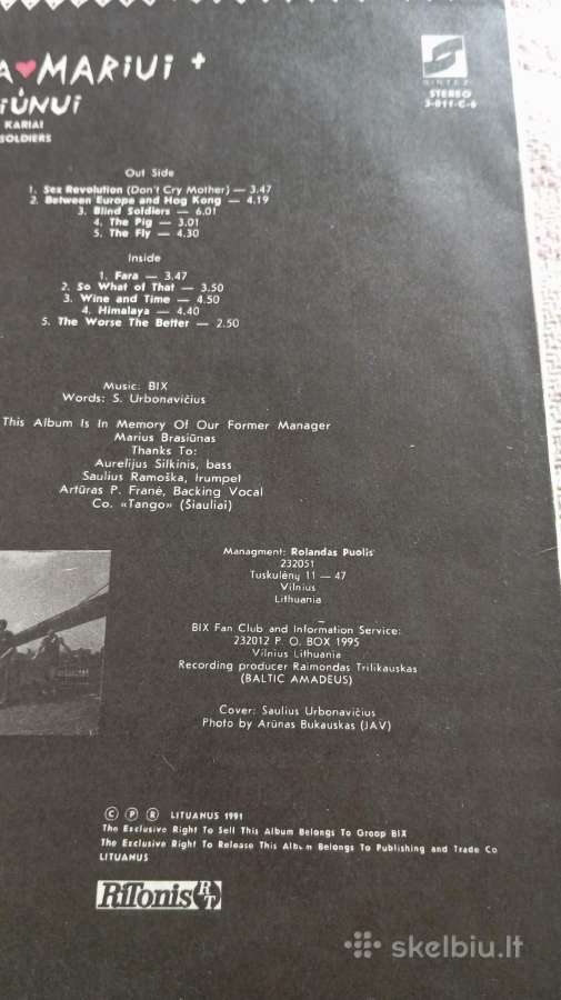 Bix – Akli Kariai / Blind Soldiers 1991 m. vinilas - nuotraukos Nr. 2