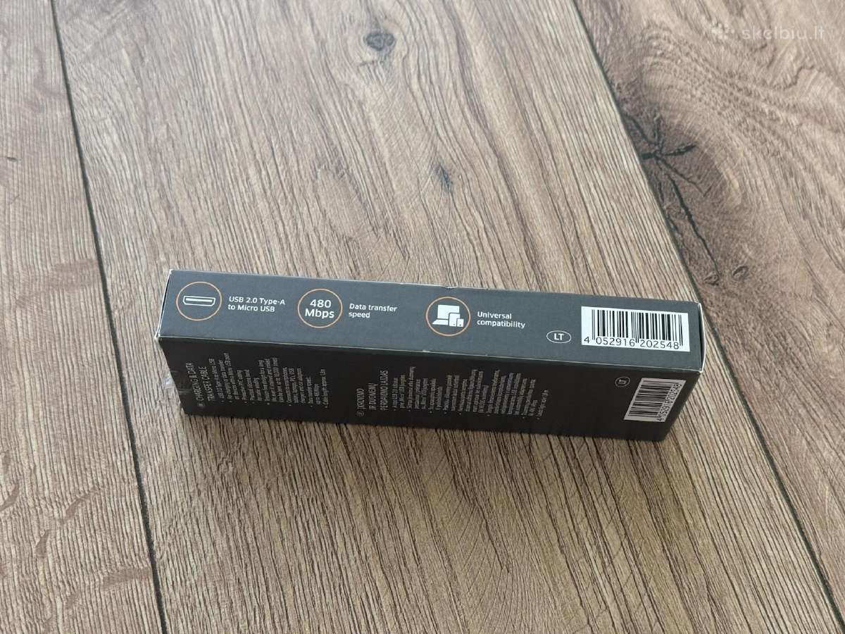 Micro-usb/usb kabelis, 180 cm, juodas - nuotraukos Nr. 4