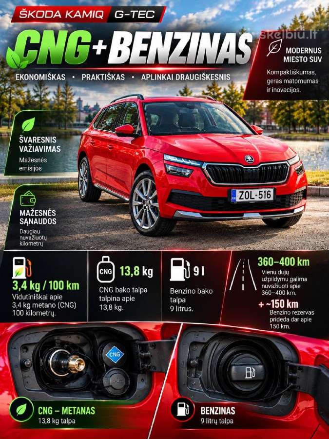 Škoda Kamiq 1.0l G-tec - nuotraukos Nr. 2