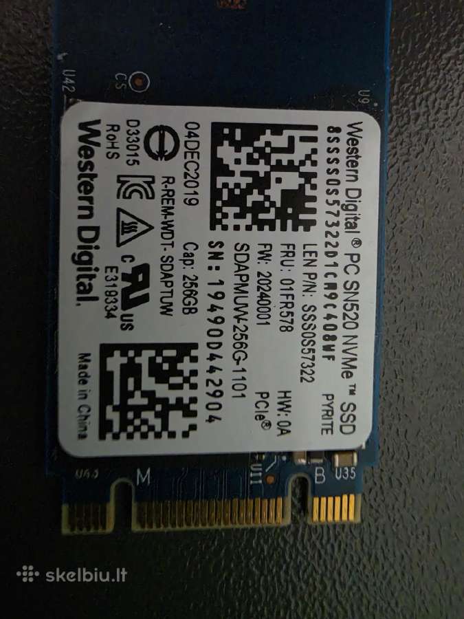 SSD diskas Western Digital Pc Sn520 256gb (Nvme - nuotraukos Nr. 2