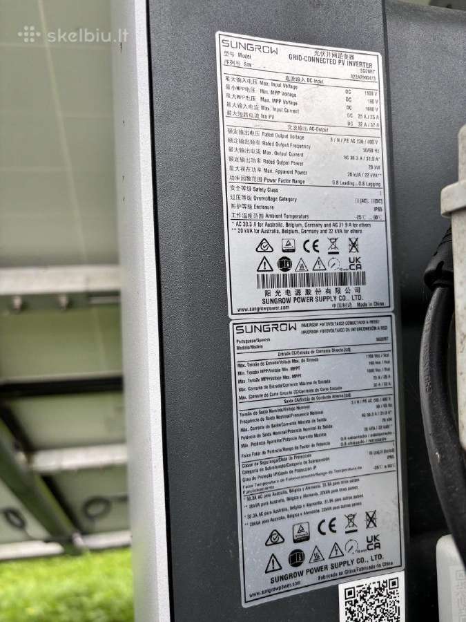 Parduodamas Inverteris Sungrow Sg20rt – 20 kw - nuotraukos Nr. 2