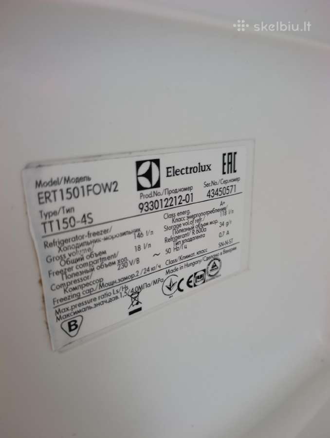 Electrolux studentiškas šaldytuvas - nuotraukos Nr. 10