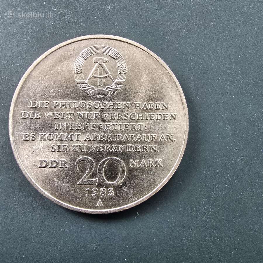 Vokietija VDR 1983 20 Mark Cu-ni Unc Karl Marx - nuotraukos Nr. 2