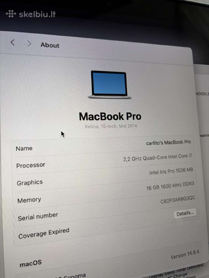 MacBook Pro 15 2014m - nuotraukos Nr. 5