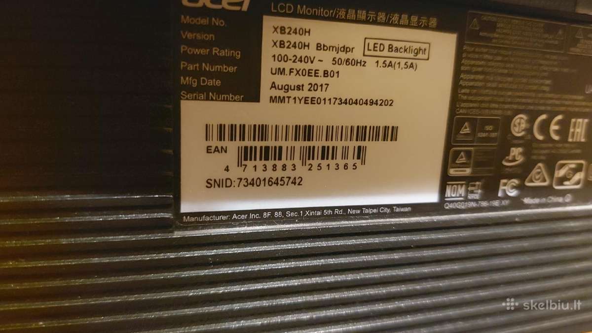 Žaidimų monitorius Acer Predator Xb240h - nuotraukos Nr. 4