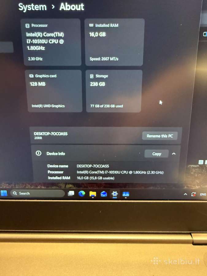 Lenovo Thinkbook 13s Intel i7 16gb 256gb - nuotraukos Nr. 5