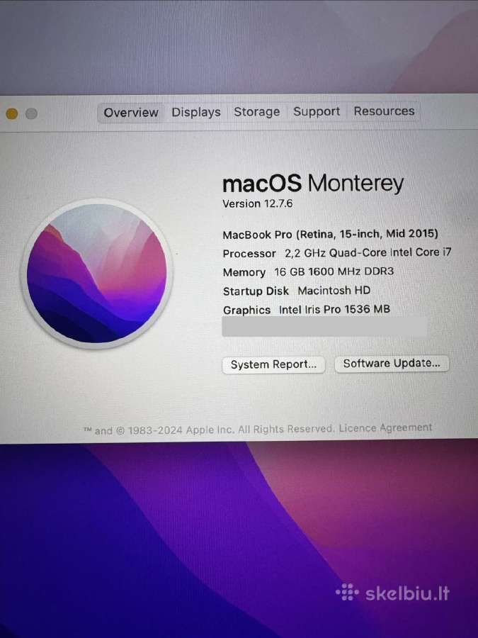 MacBook Pro 15 Retina 2015 i7 16 GB RAM - nuotraukos Nr. 5
